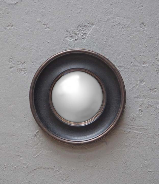 Black Round Simple Convex Mirror