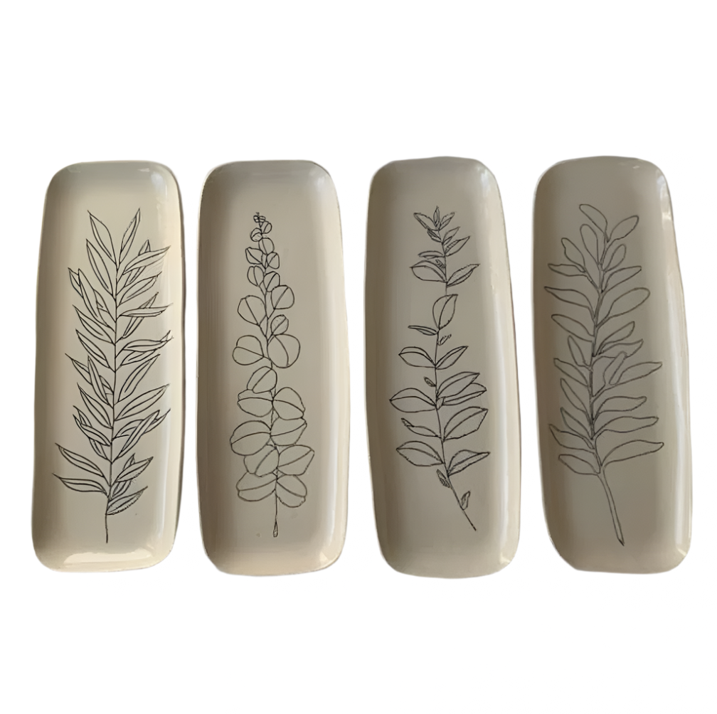 Flower Clay Long Platter / Tray