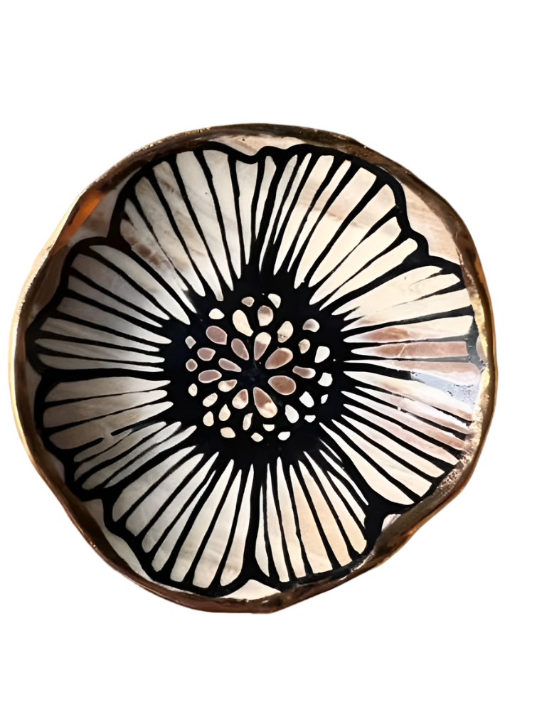 Handmade Floral Round Ceramic Catchall Jewelry Dish