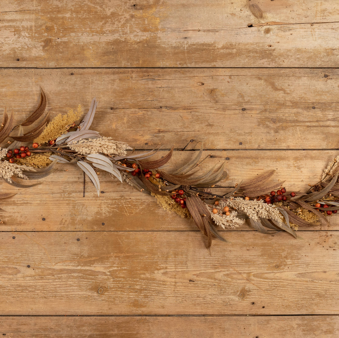 Mixed Wheat and Berry Autumn Garland
