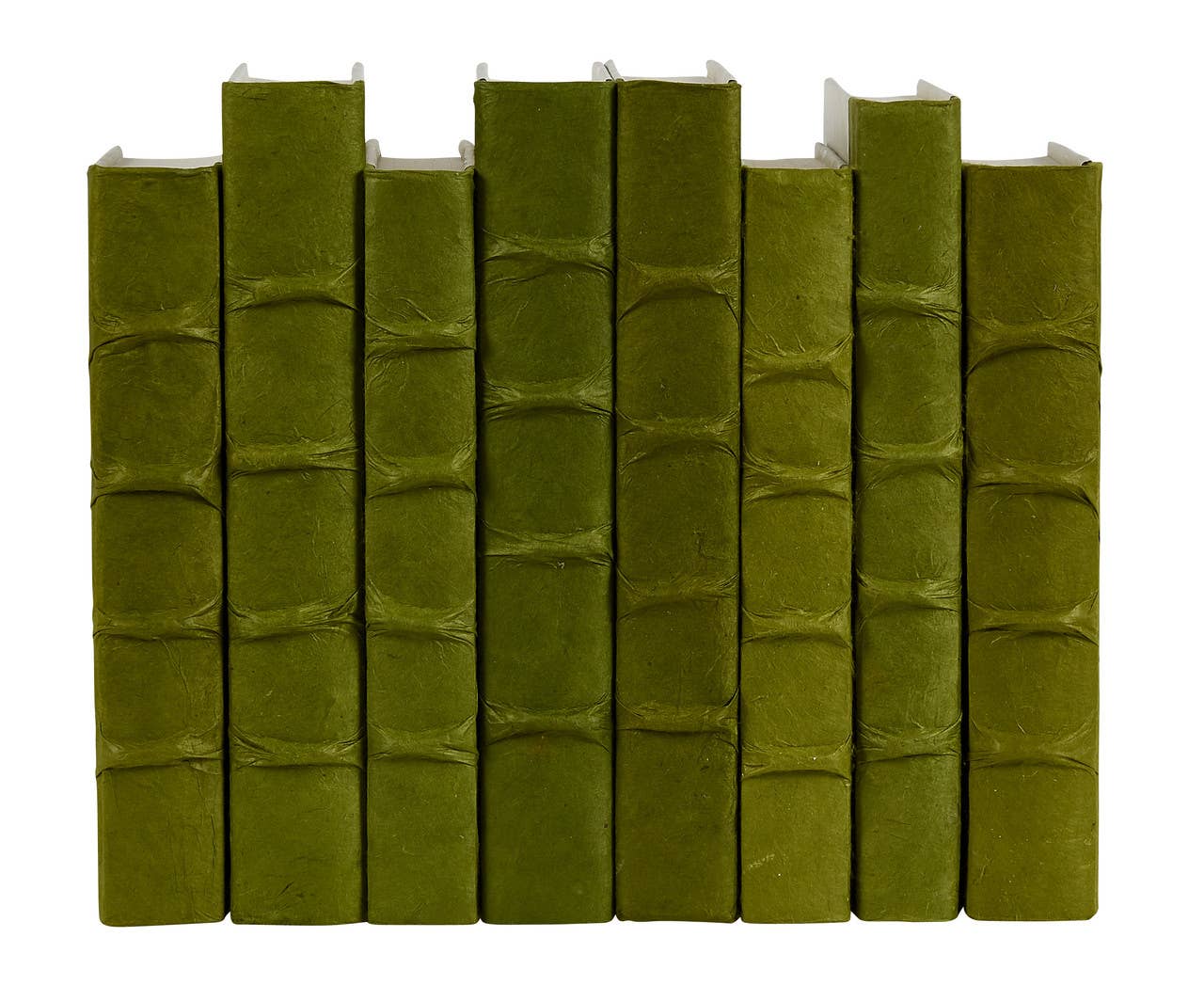 Raised Bands Dark Olive Decorative Books - Set of 3