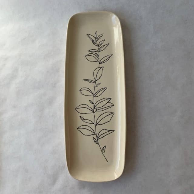 Flower Clay Long Platter / Tray