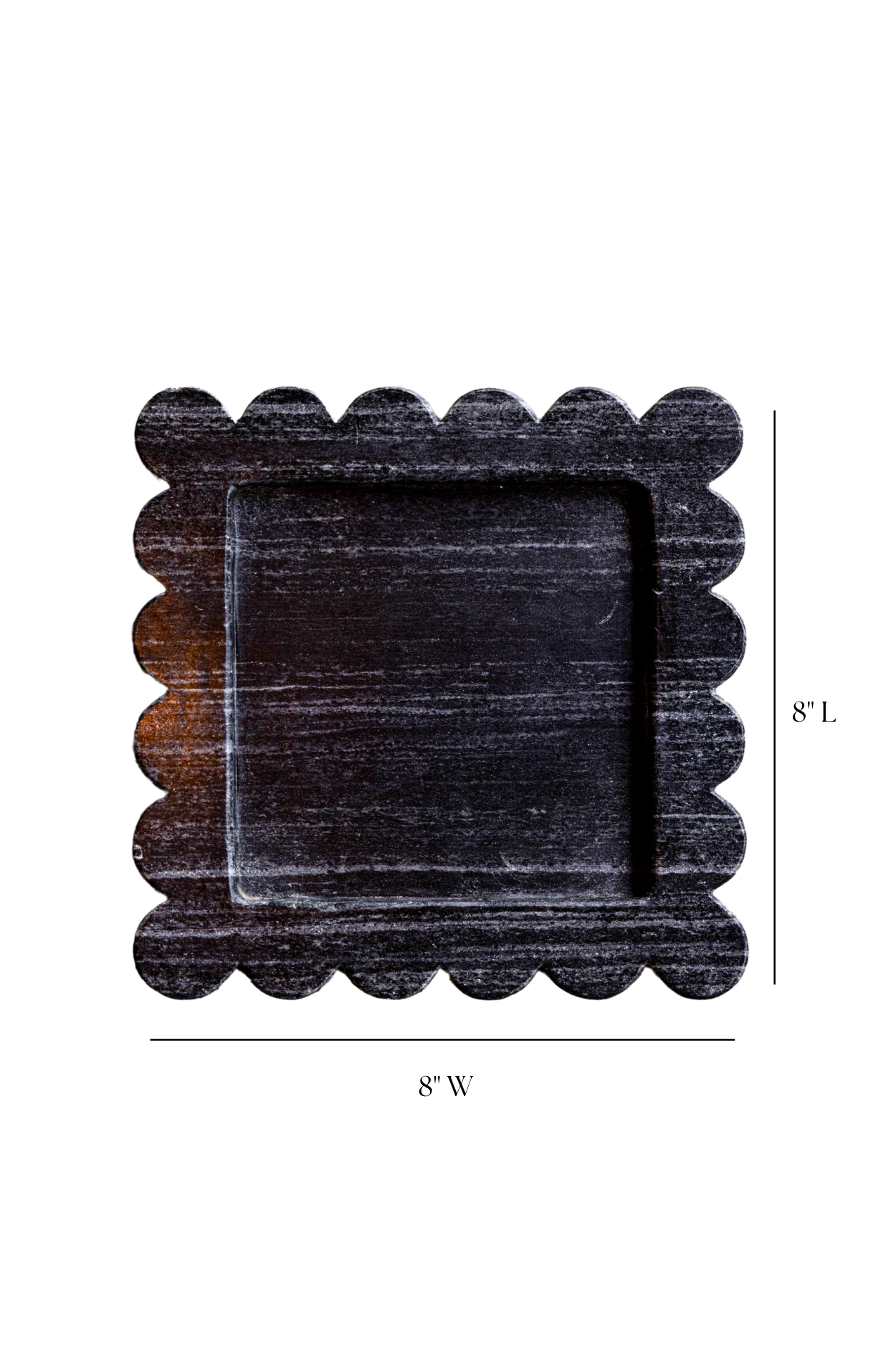 Marble Scalloped Tray - Black