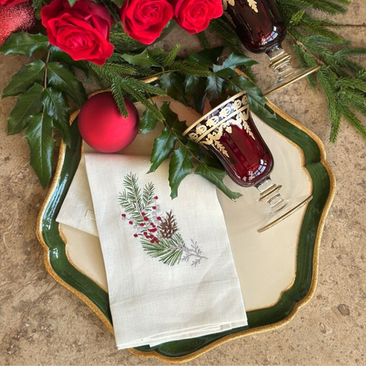 Sprig Linen Towel - Christmas