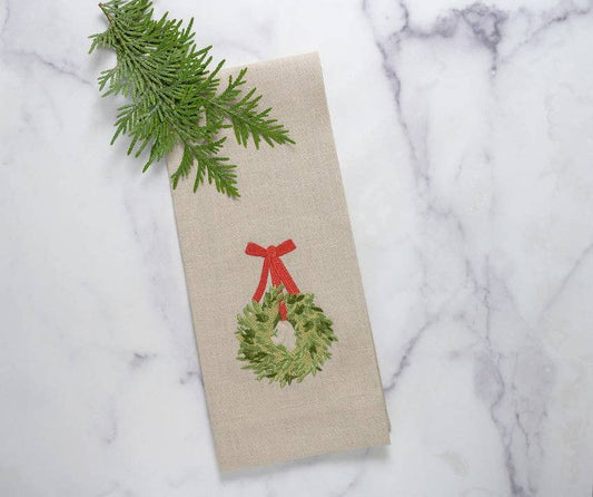 Holiday Wreath Linen Towel