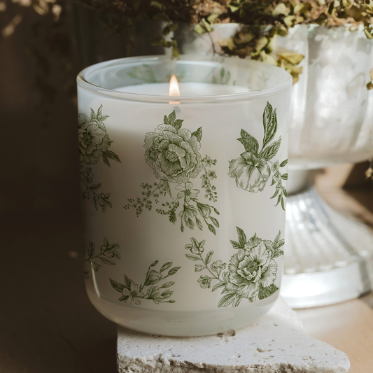 Green Floral Jar Candle