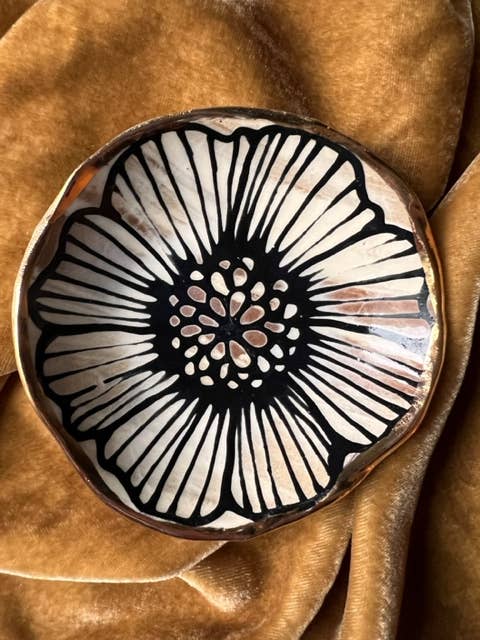 Handmade Floral Round Ceramic Catchall Jewelry Dish