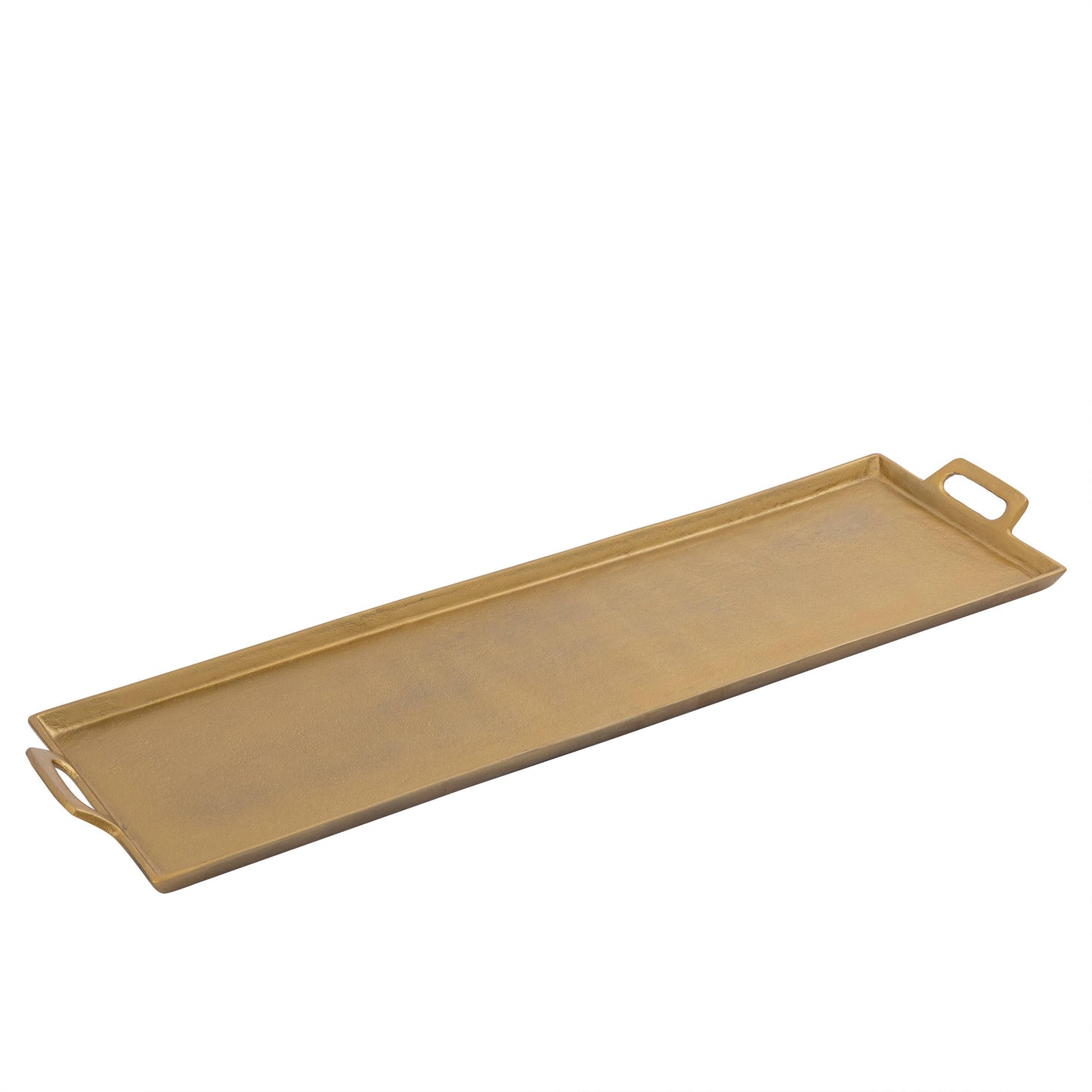 Long Tray with Handles in Antique Brass Finish
