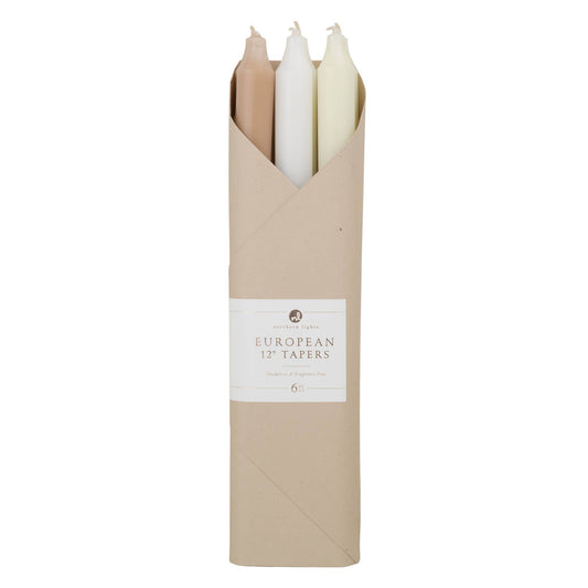European 12" Taper Candles Set of 6