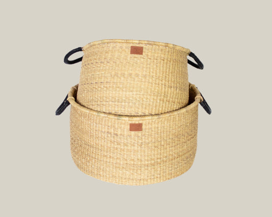 Kwasi Short Hamper Basket - Black Handle