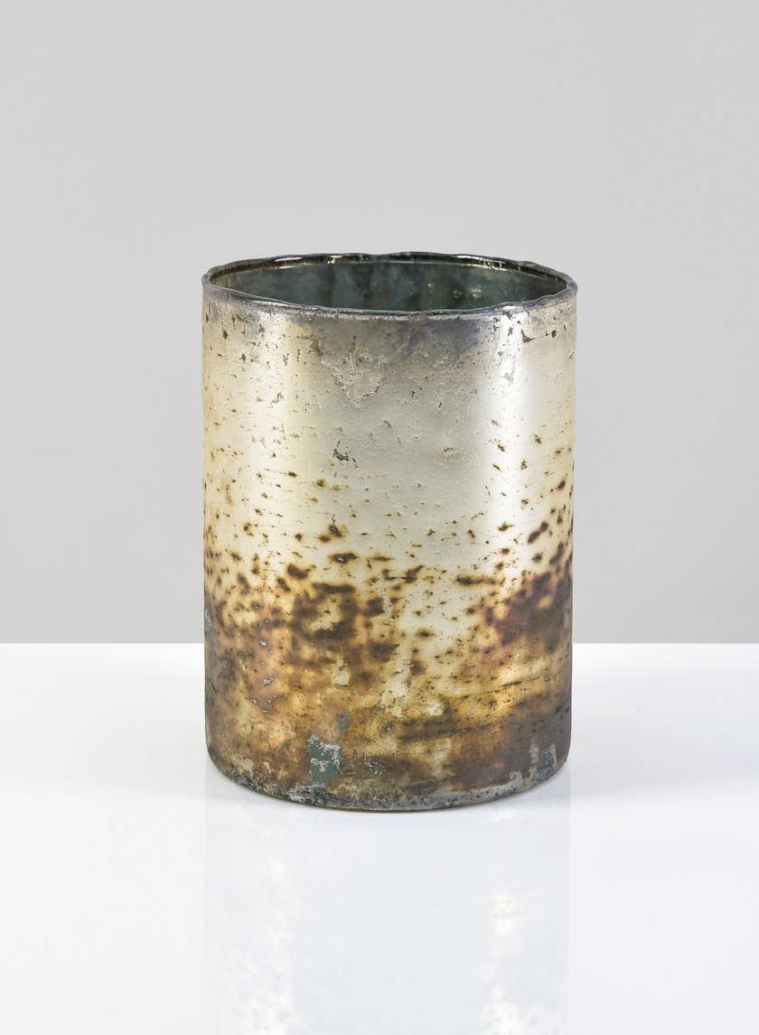Matte Silver Hurricane Cylinder Candle
