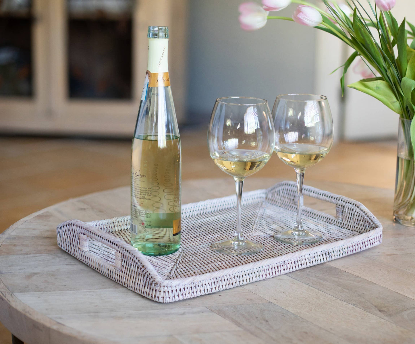Rattan Serving Tray With High Handles