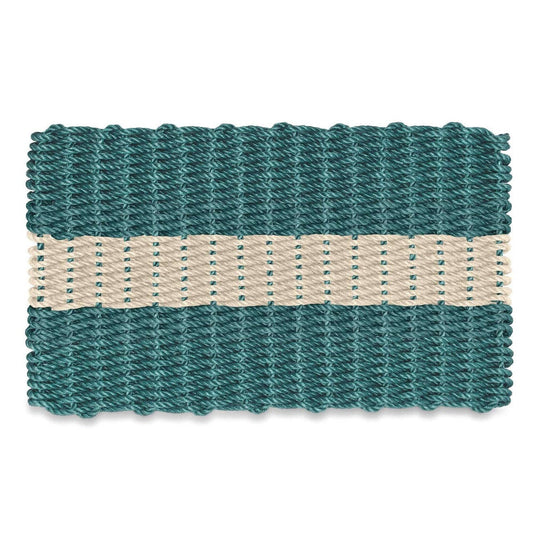 Lobster Rope™ Outdoor Doormat: Spruce with Light Tan Stripe