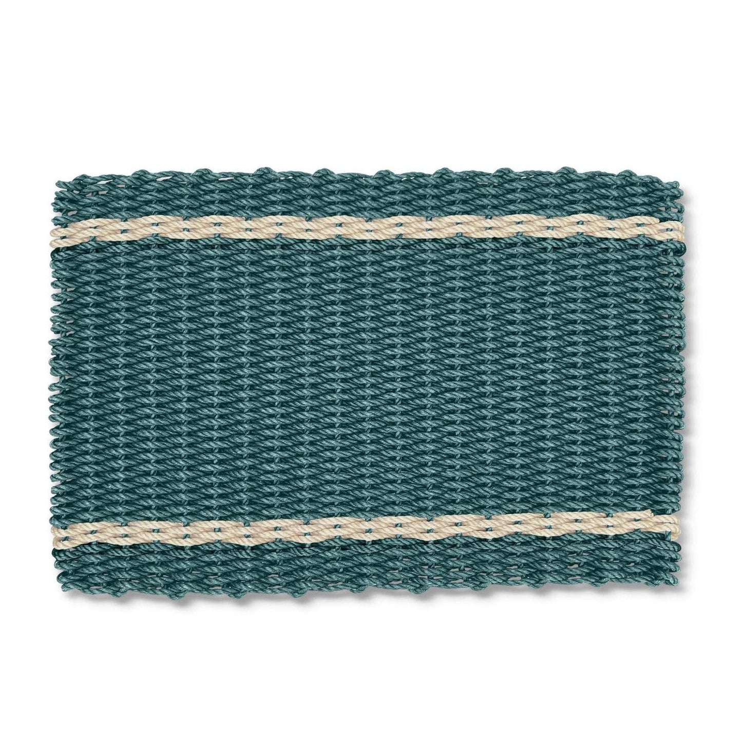 Lobster Rope™ Doormat: Spruce & Light Tan Tailored Stripes