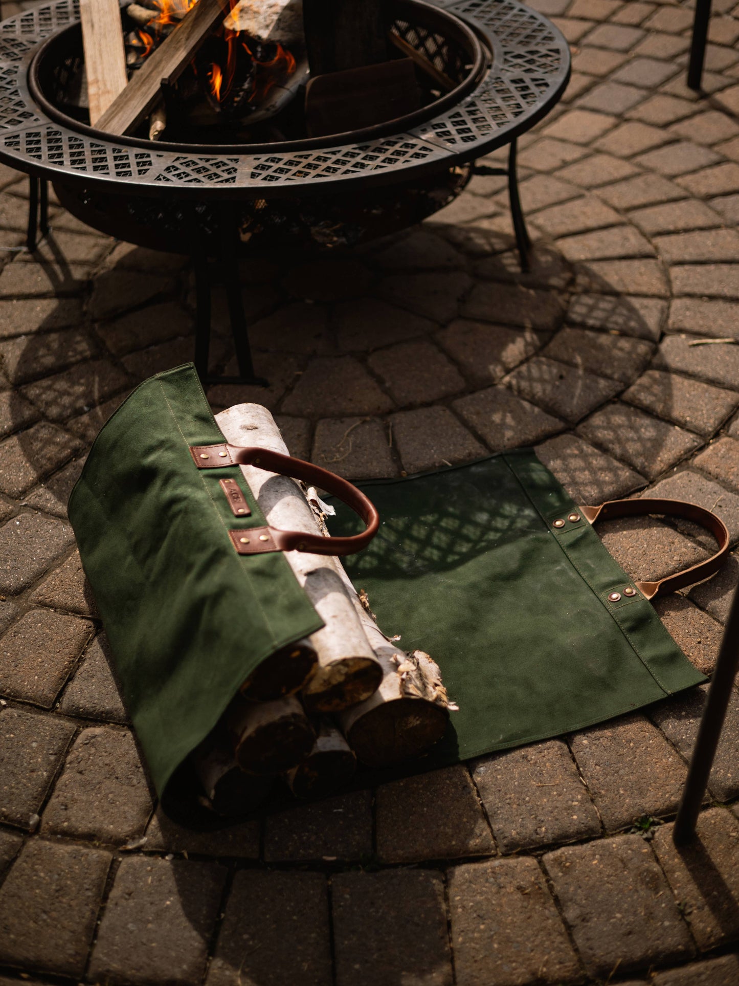 Canvas With Leather Handle Log Carrier