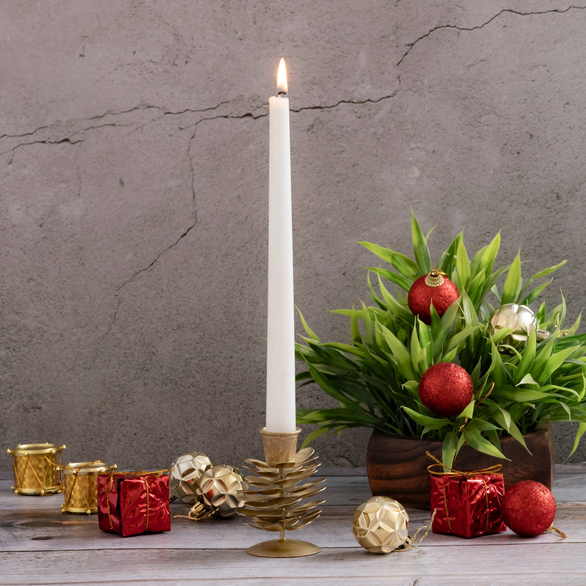 Small Brass Pine Cone Candle Holder