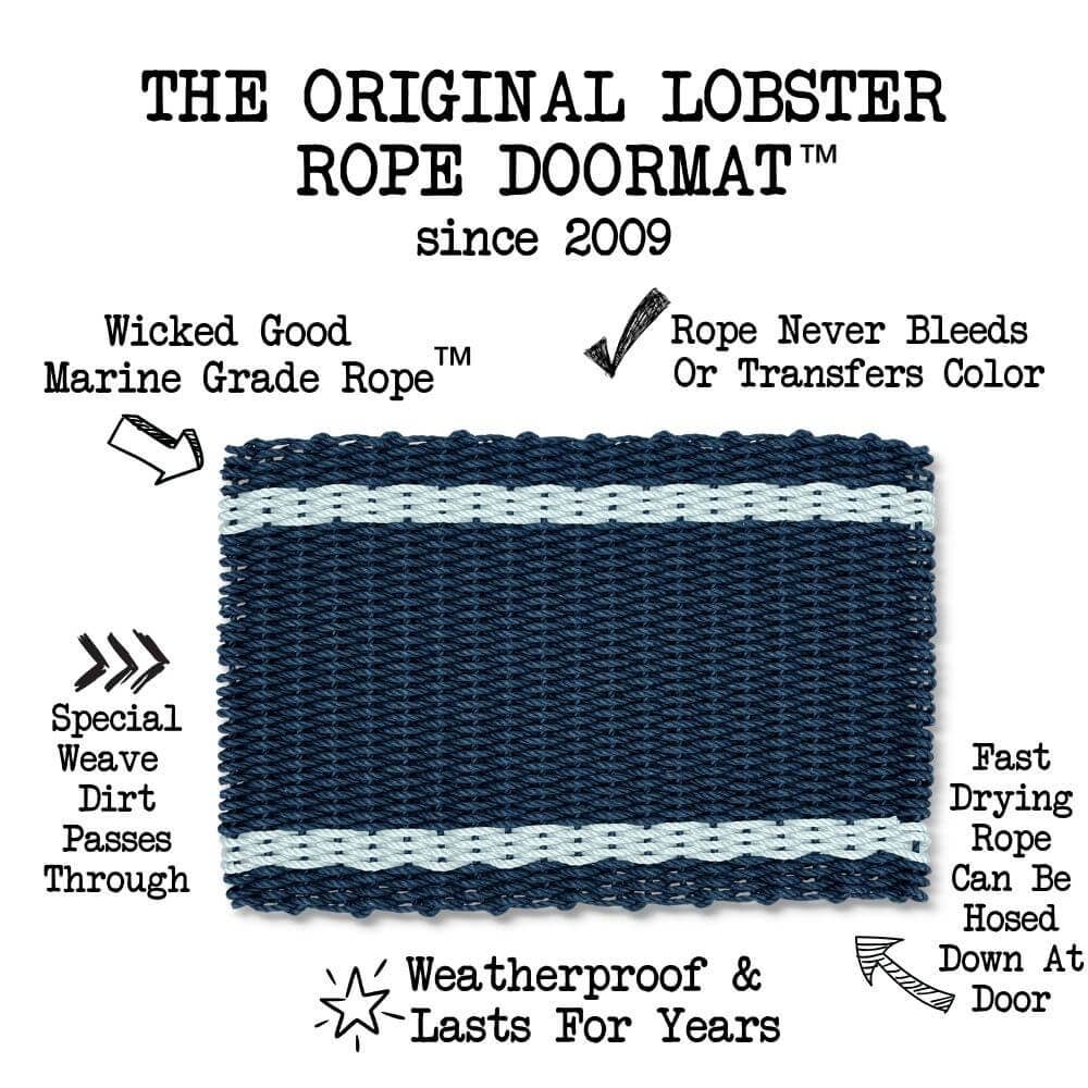 Lobster Rope™ Doormat: Spruce & Light Tan Tailored Stripes