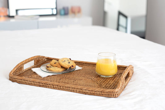 Rattan Serving Tray With High Handles