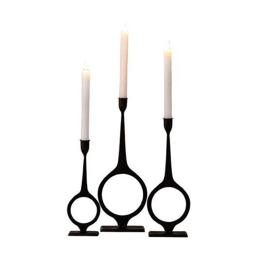Circle Taper Candle Holders - Set of 3