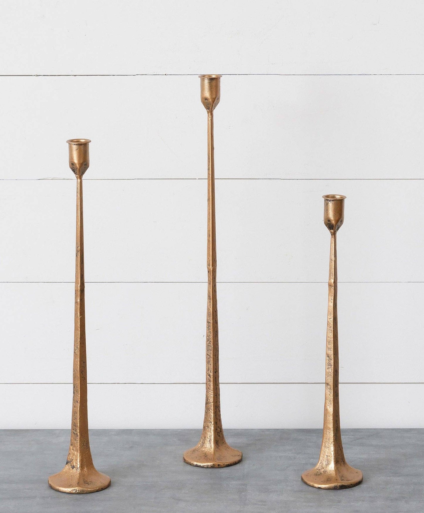 Hand-Forged Copper Metal Candle Holders – Set of 3