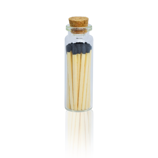Small Match Bottles - Safety Matches in Jars - Black