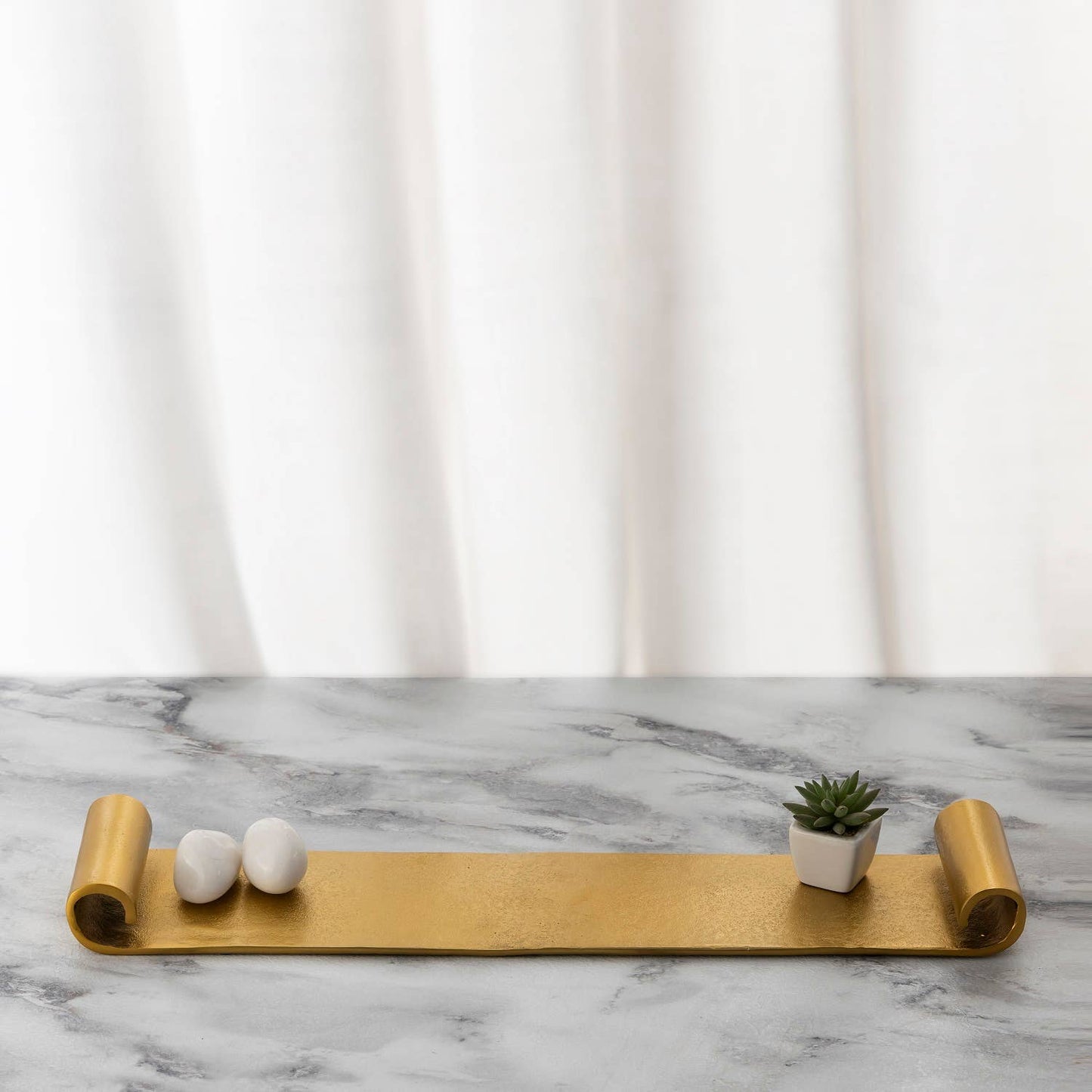 Scroll Tray Raw Brass Finish