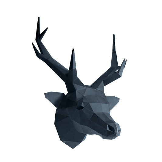 Deer Head Origami Wall Art - Black