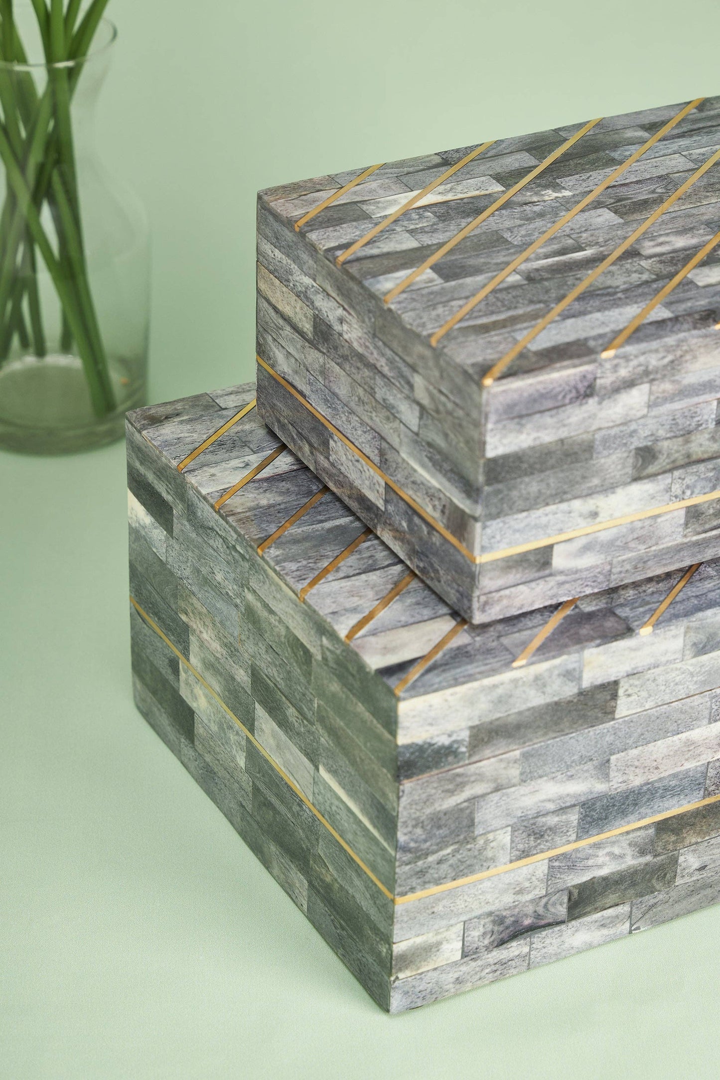 Bone and Brass Decorative Boxes