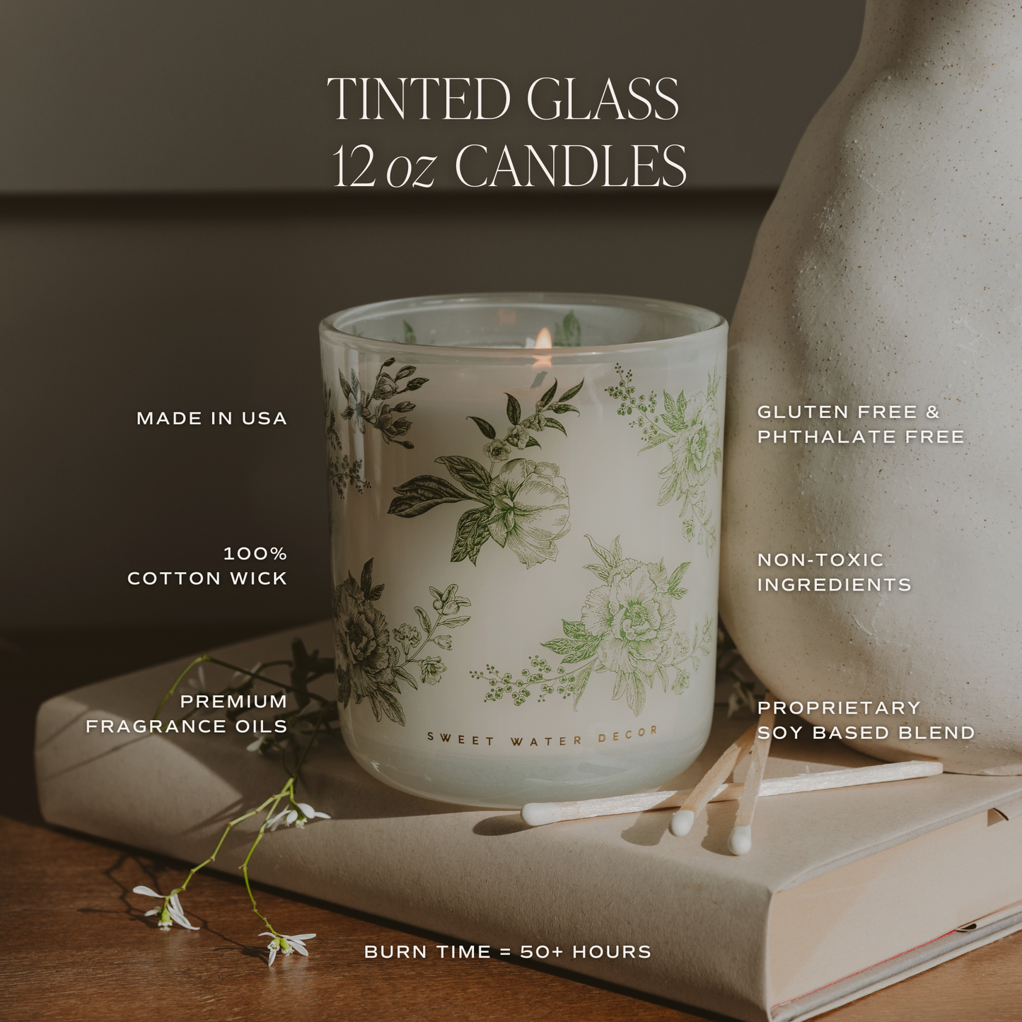 Green Floral Jar Candle