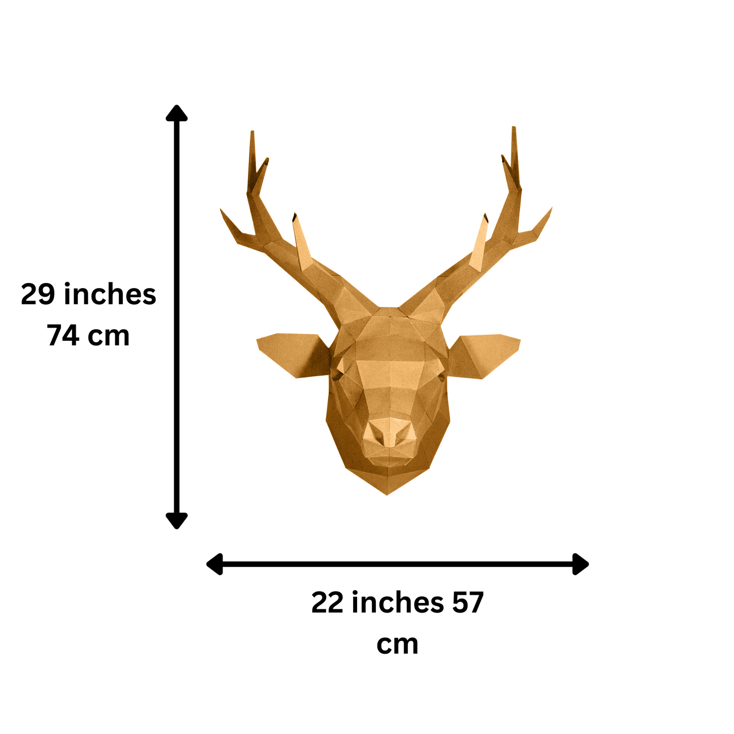 Deer Head Origami Wall Art - Gold