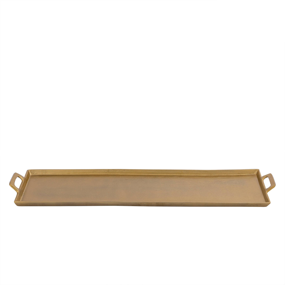 Long Tray with Handles in Antique Brass Finish