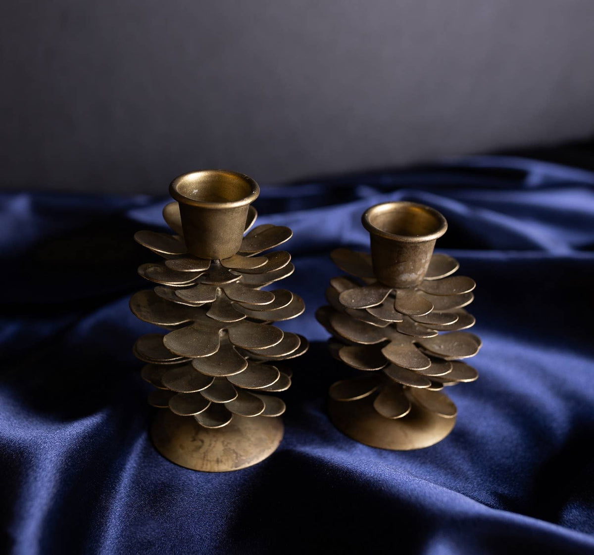 Small Brass Pine Cone Candle Holder