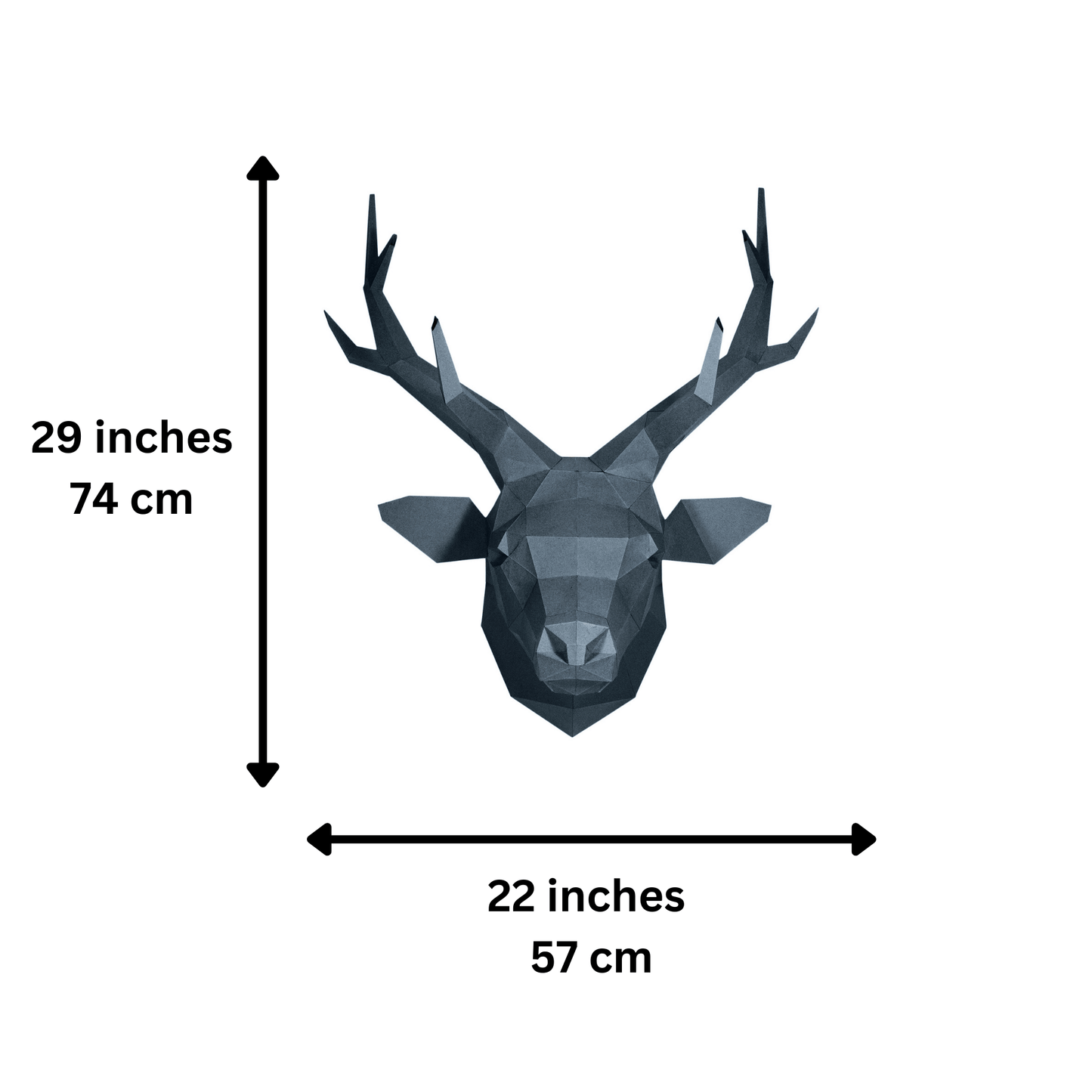 Deer Head Origami Wall Art - Black