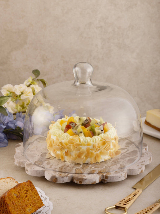 Marble Serving Board with Cloche in Onyx Brown