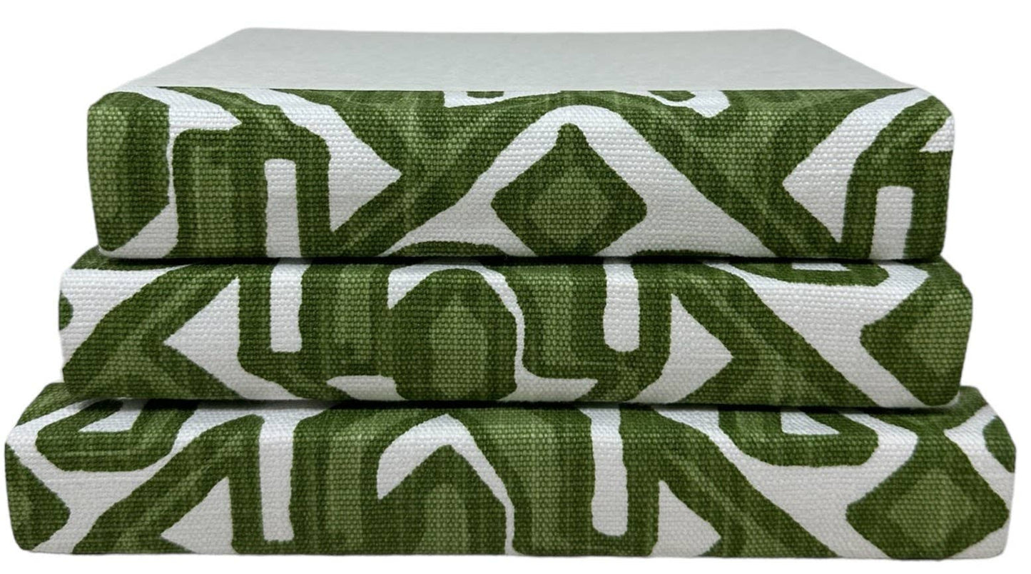 Bermuda Green Geometric Fabric Decorative Books - Set of 3