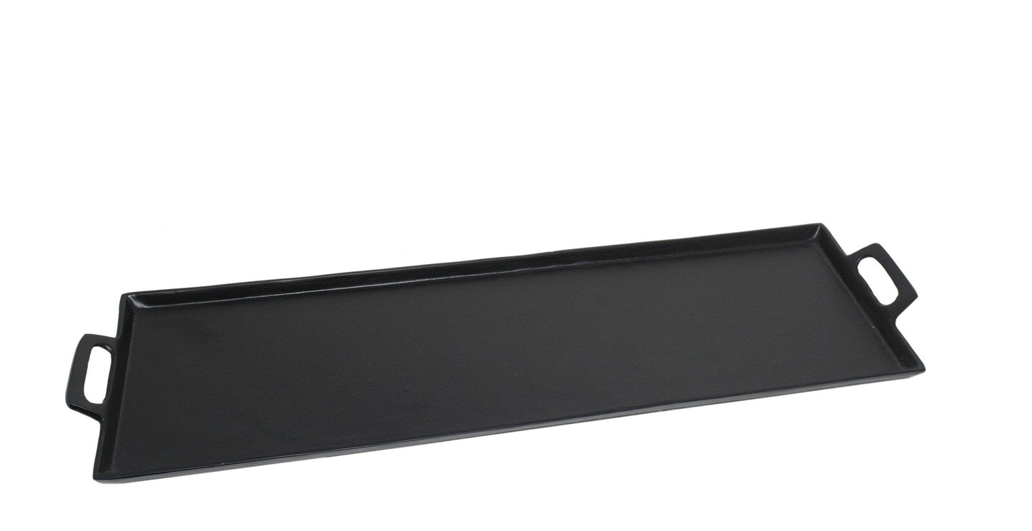 Long Tray with Handles in Black