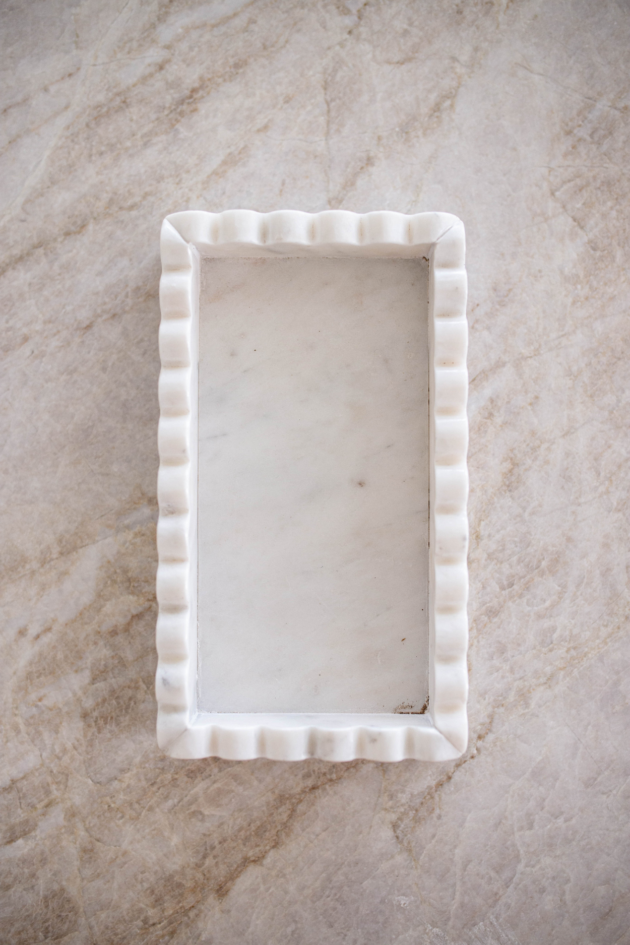 White Marble Scalloped Tray