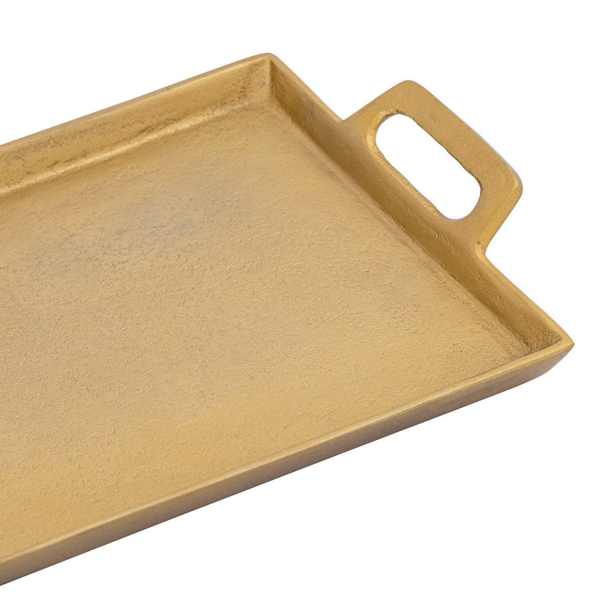 Long Tray with Handles in Antique Brass Finish