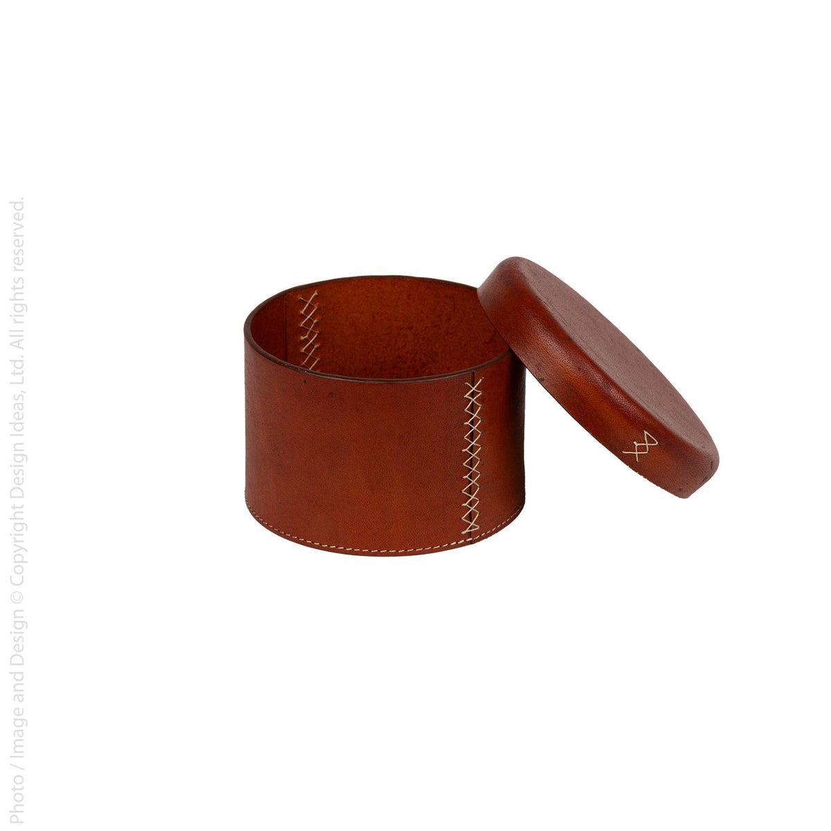 Leather Lidded Round Box