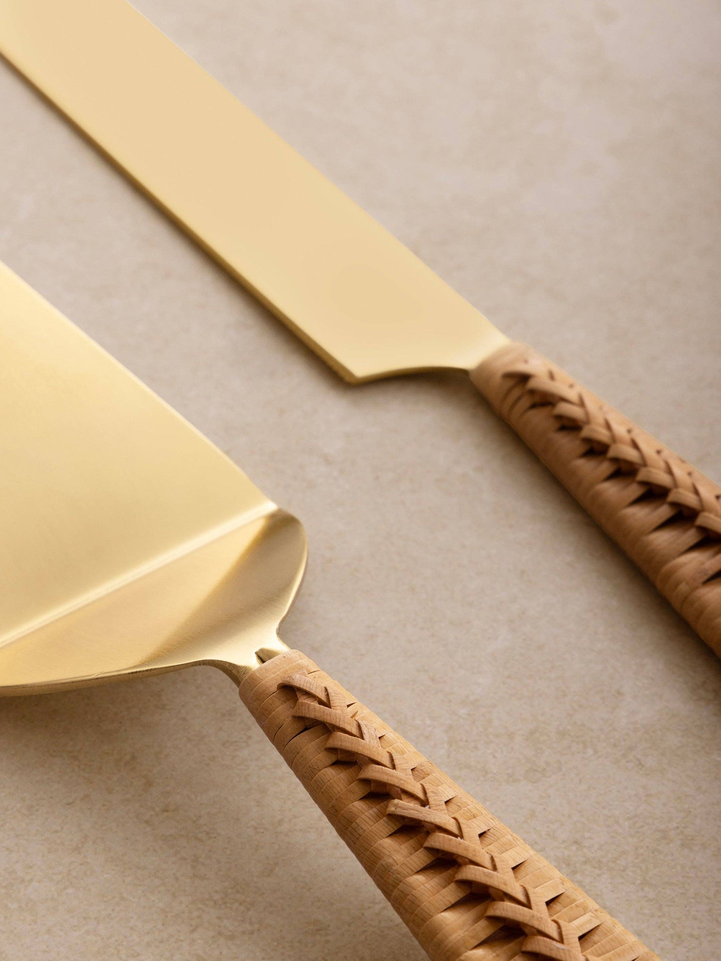 Rattan Handle Cake Servers, Set of 2