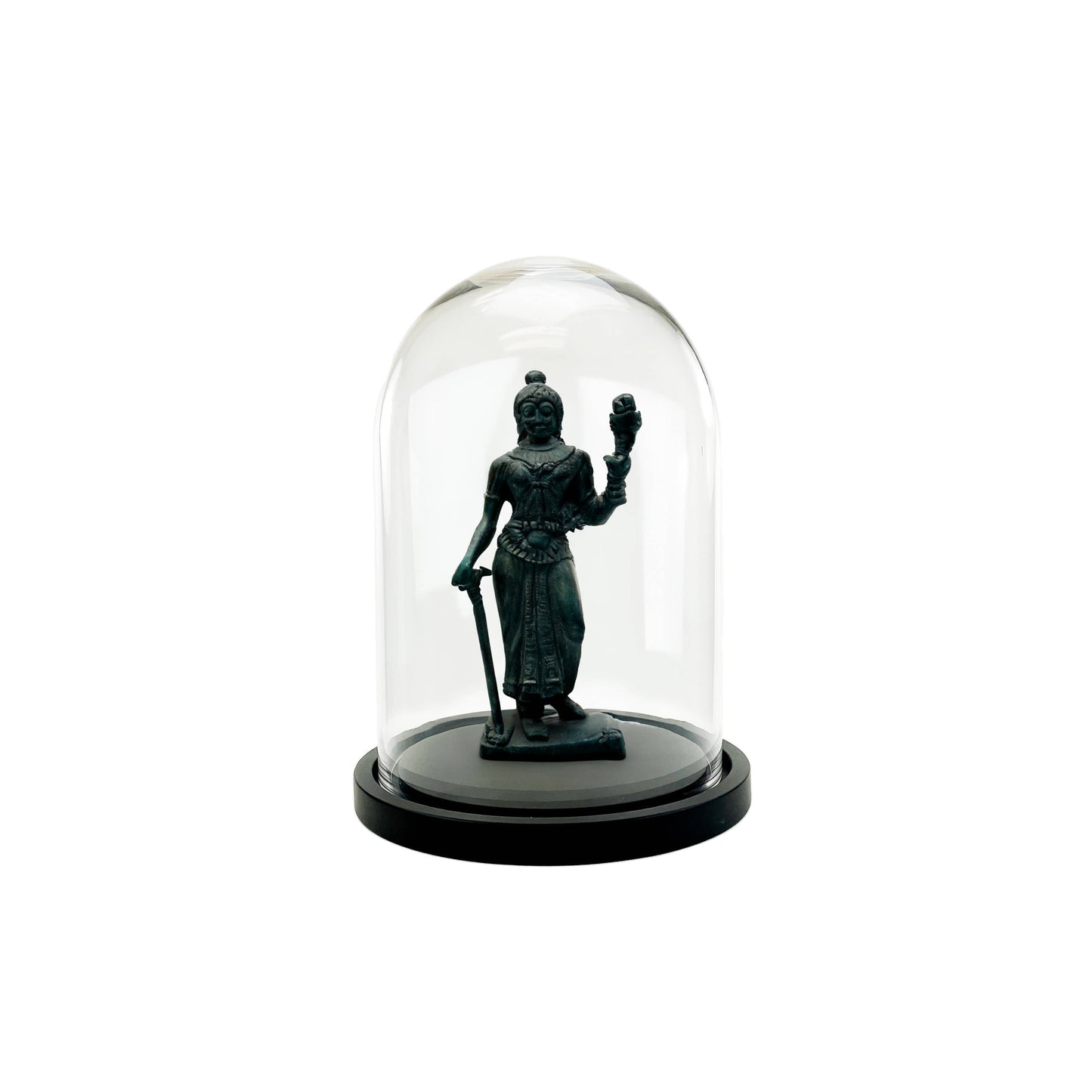 Glass Dome Cloche with Black Wood Base