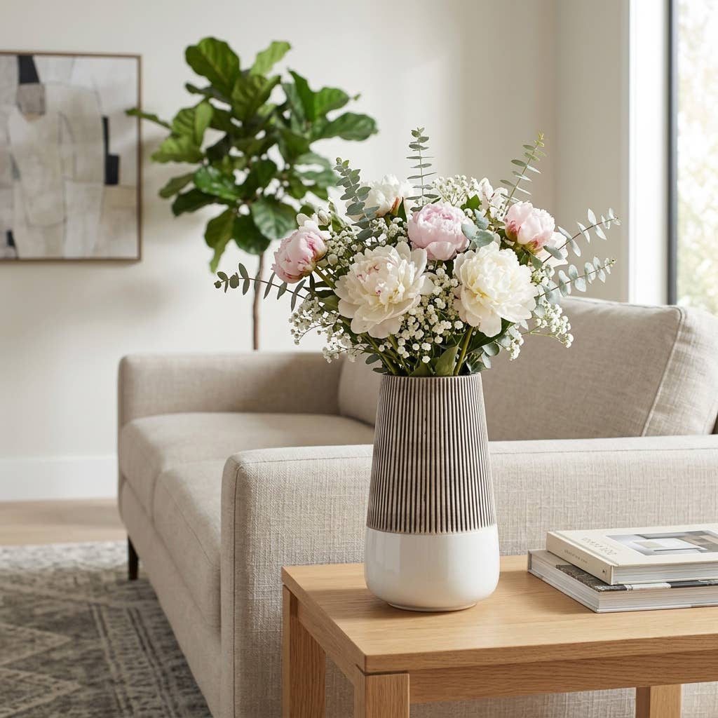 Textured Ribbed Vase