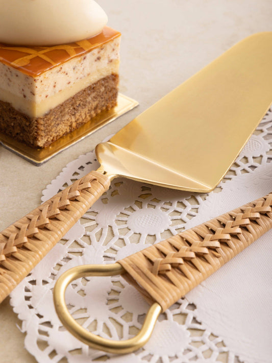 Rattan Handle Cake Servers, Set of 2