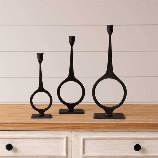 Circle Taper Candle Holders - Set of 3