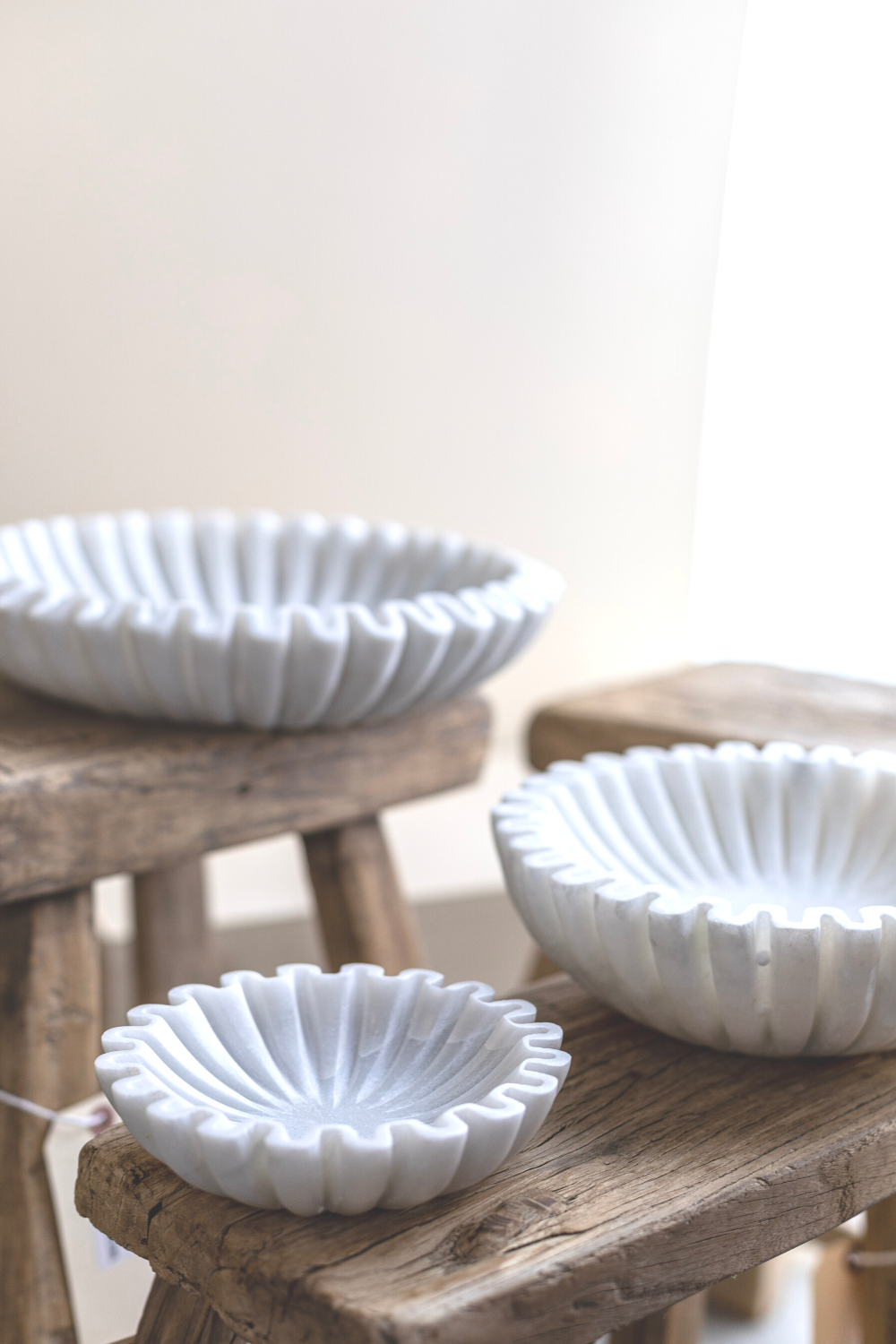 Marble Fluted Scalloped Bowls