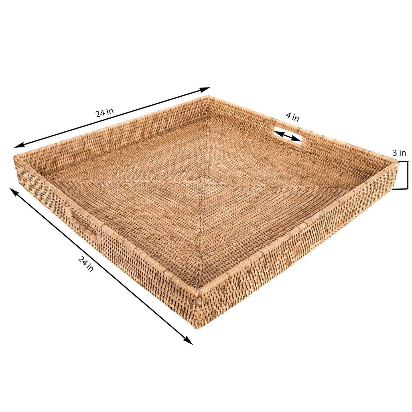 Square Natural Rattan Serving / Ottoman Tray