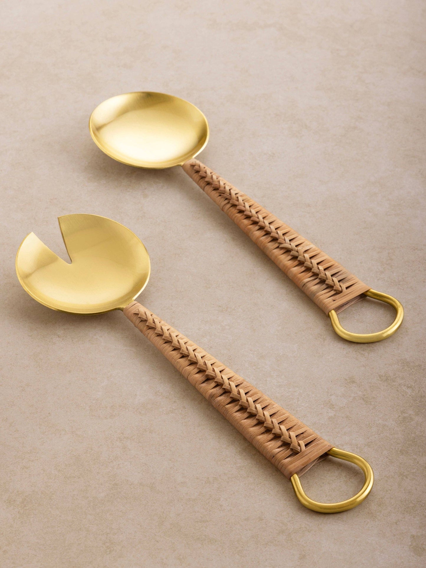 Rattan Handle Salad Servers, Set of 2