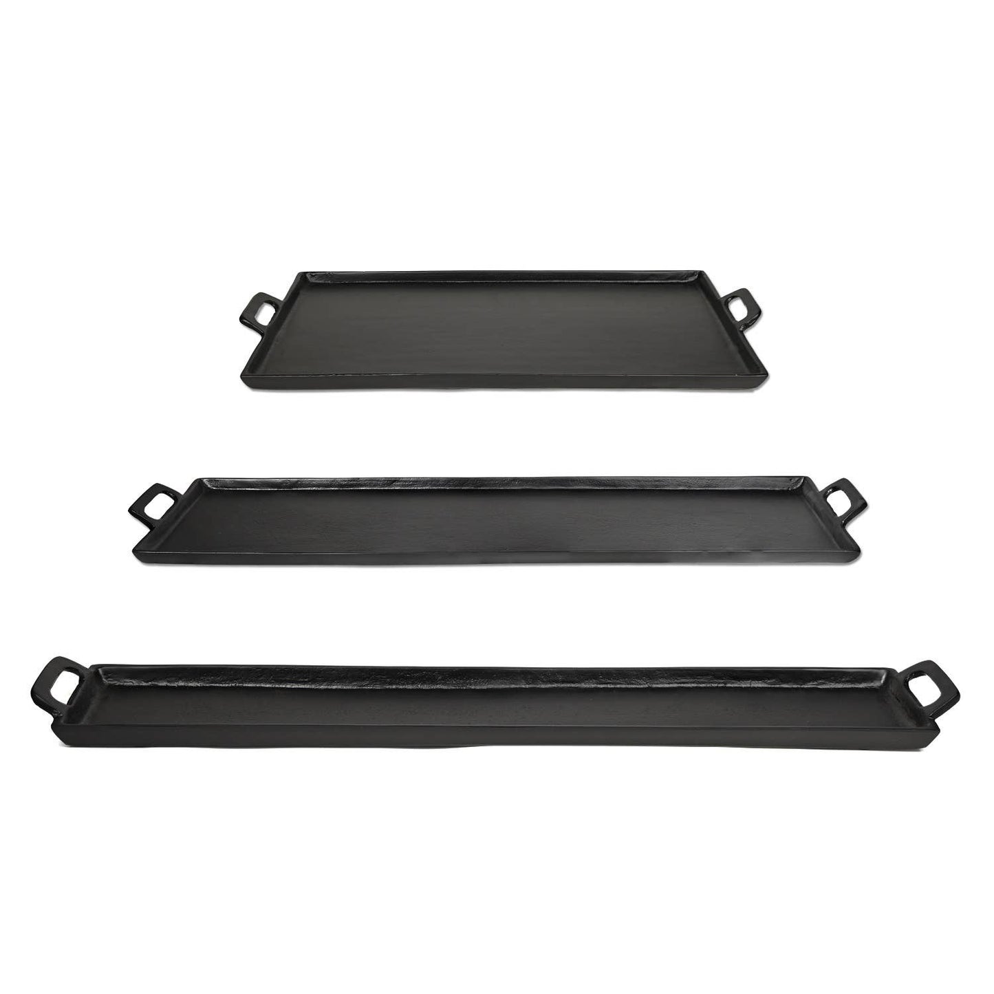 Long Tray with Handles in Black