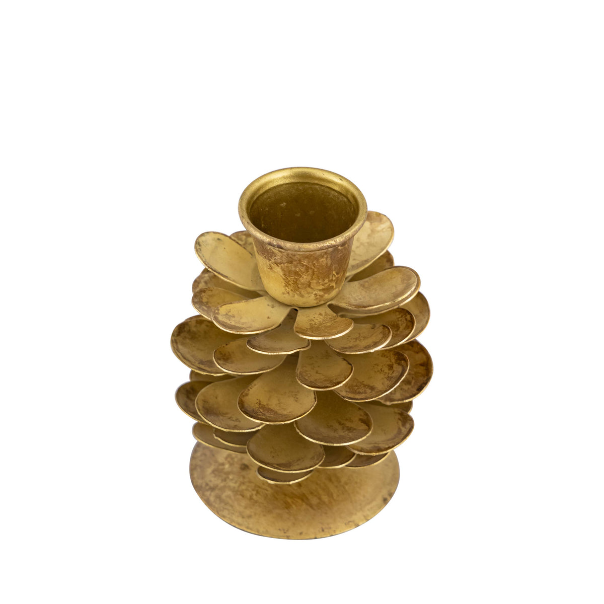 Small Brass Pine Cone Candle Holder