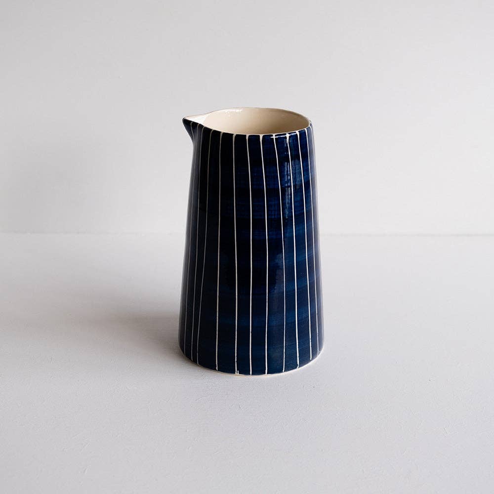 Hand-painted Striped Pitcher